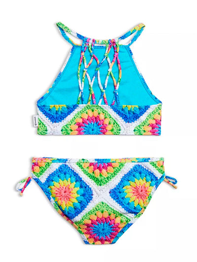 Girls Printed Braided Back Bikini Set