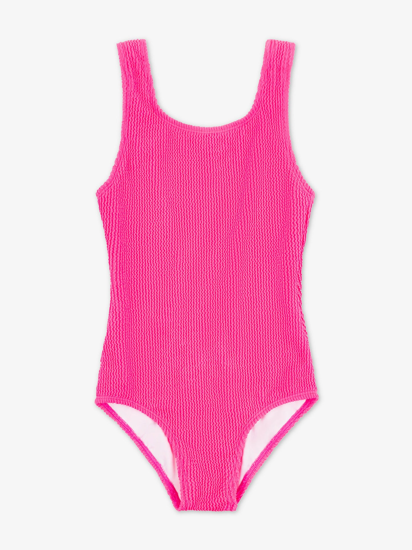 Square Neck One Piece Swimsuit with Crinkle Texture Fabric