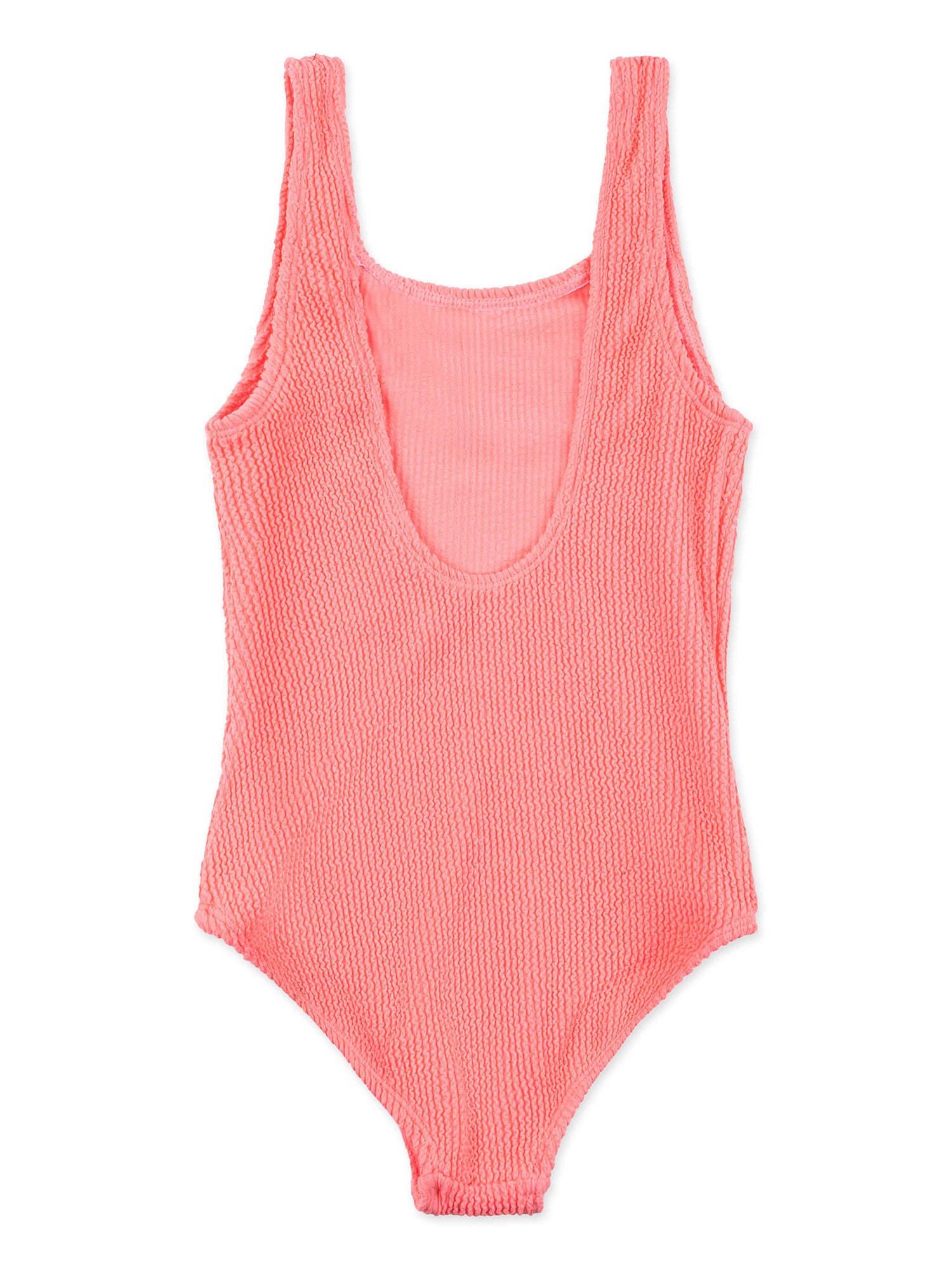 Square Neck One Piece Swimsuit with Crinkle Texture Fabric