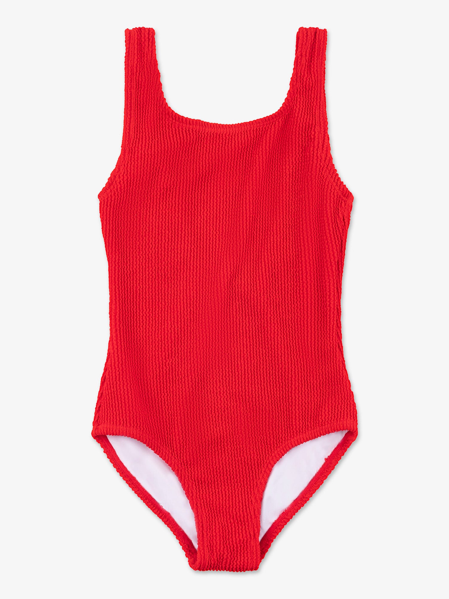 Square Neck One Piece Swimsuit with Crinkle Texture Fabric