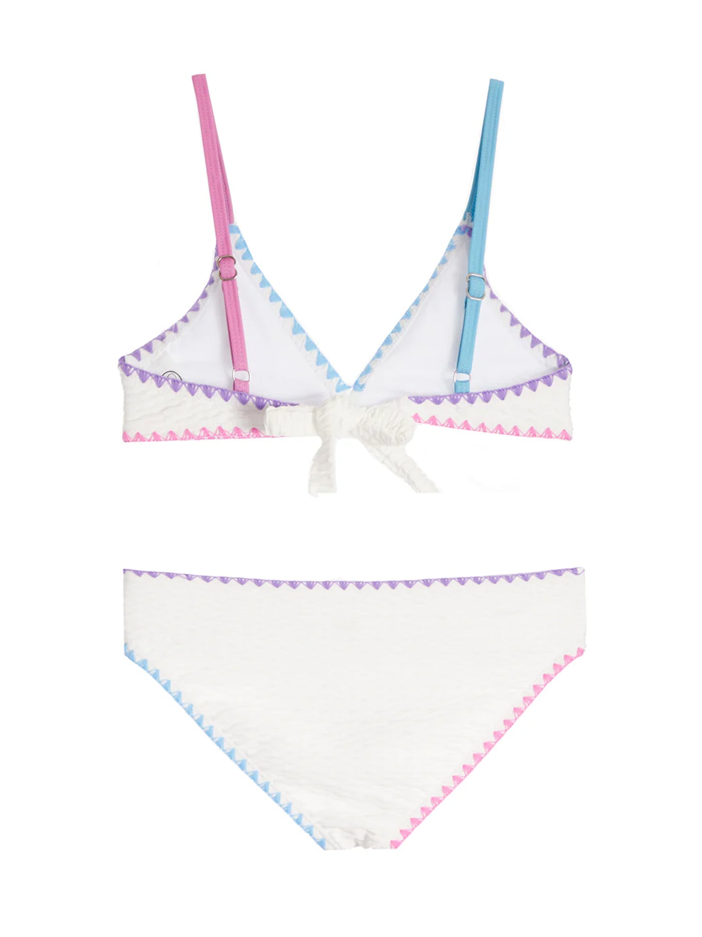 girls white bikini swimsuit with embroidered trim
