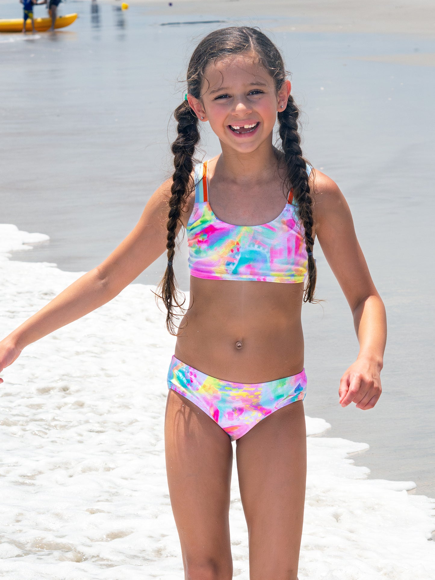 Tween Girls Printed Bandeau Tie Back Bikini