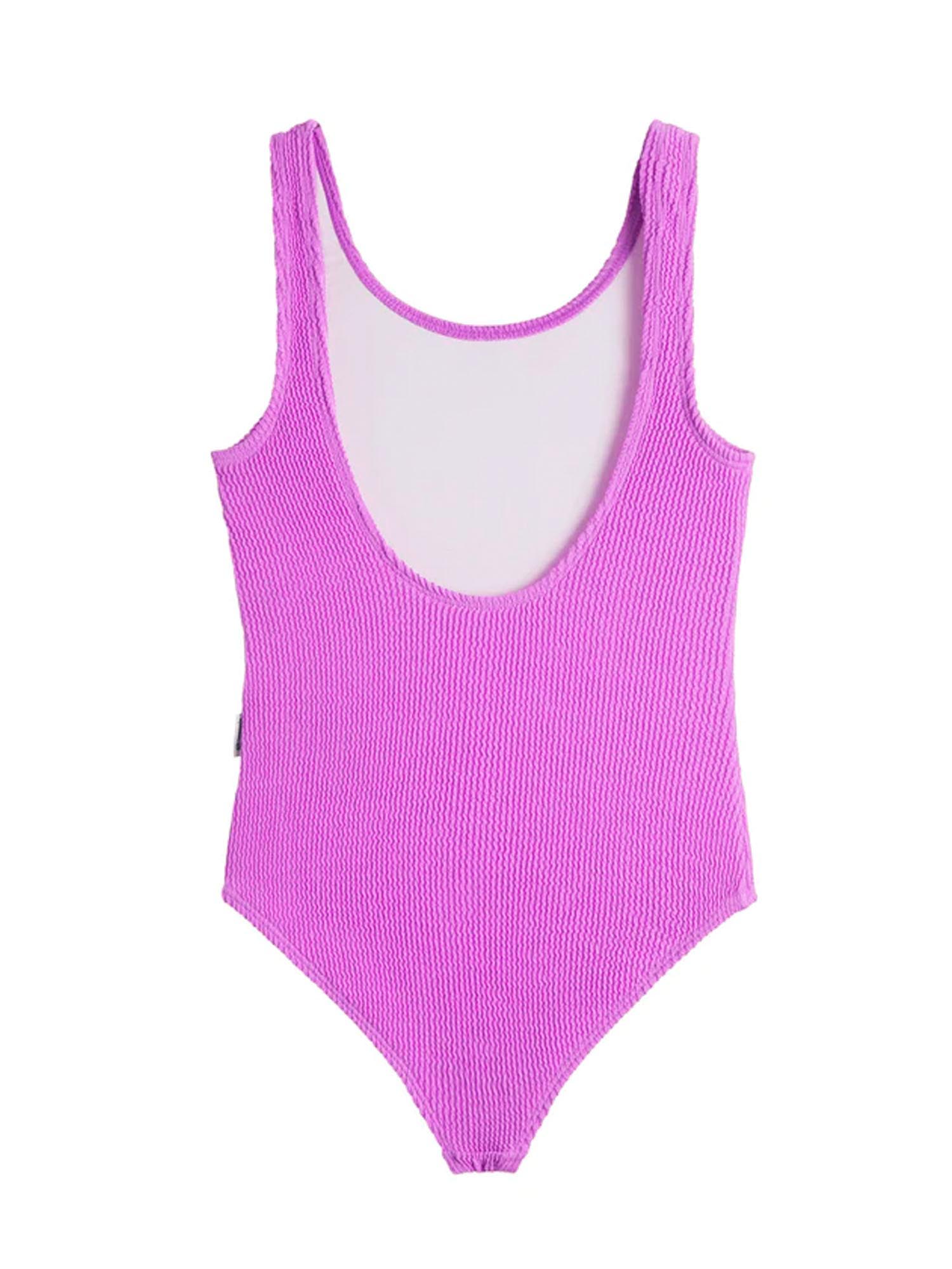 Square Neck One Piece Swimsuit with Crinkle Texture Fabric