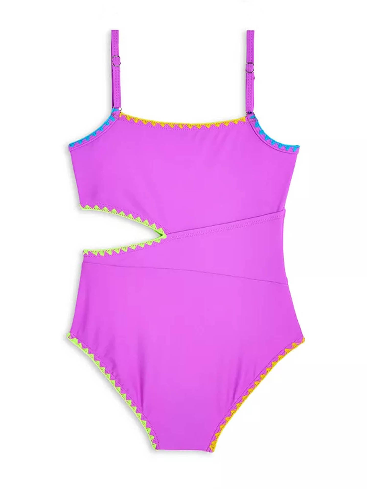 Girls cutout One Piece Swimsuit, with Embroidery Details